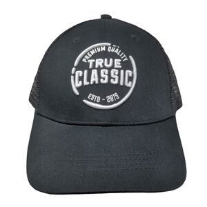 True Classic Snapback Mesh Back Trucker Hat Black One Size Embroidered